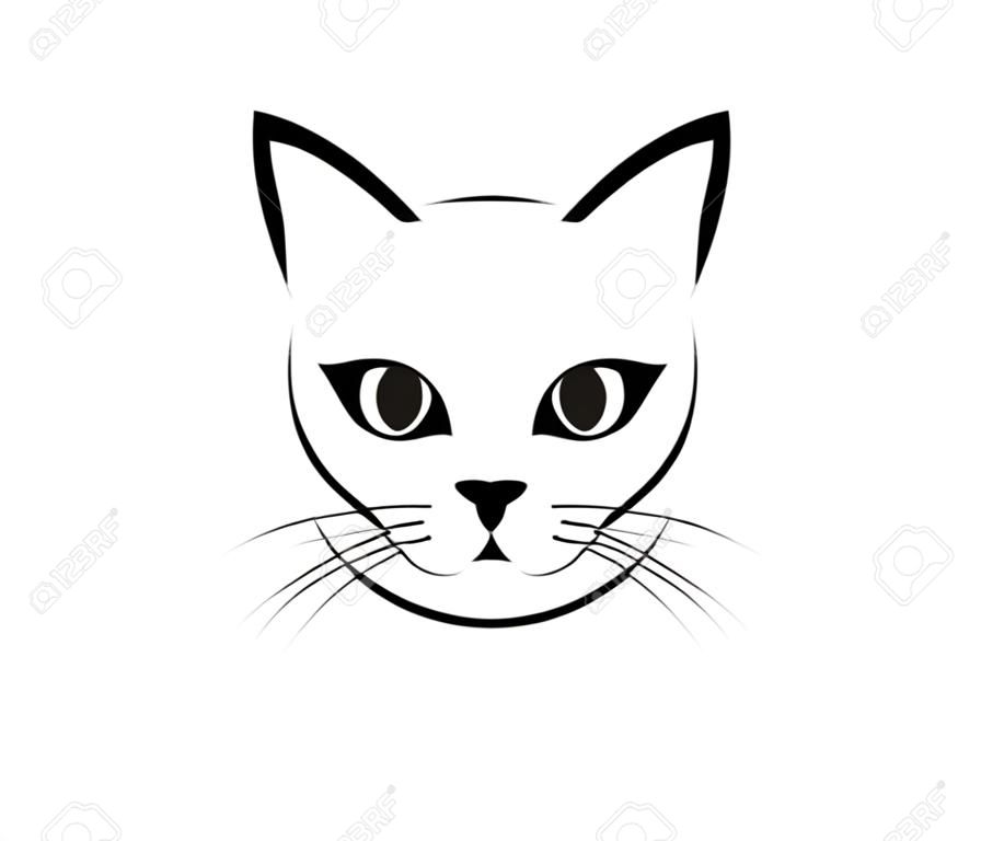 Visage de chat mignon. Illustration vectorielle.