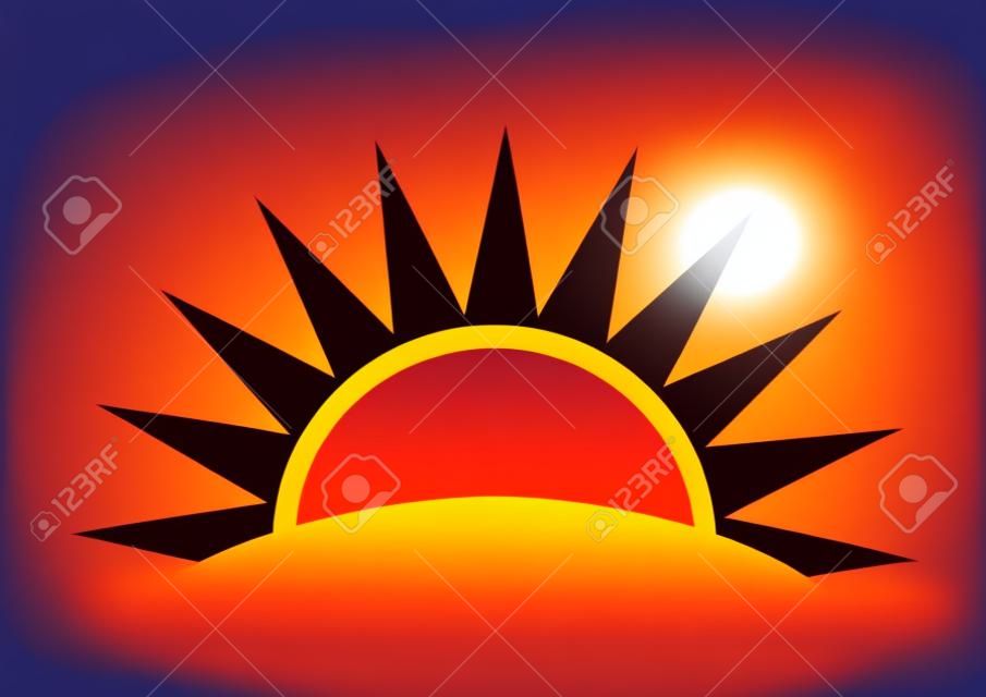 Icono de sol al atardecer. ilustración vectorial