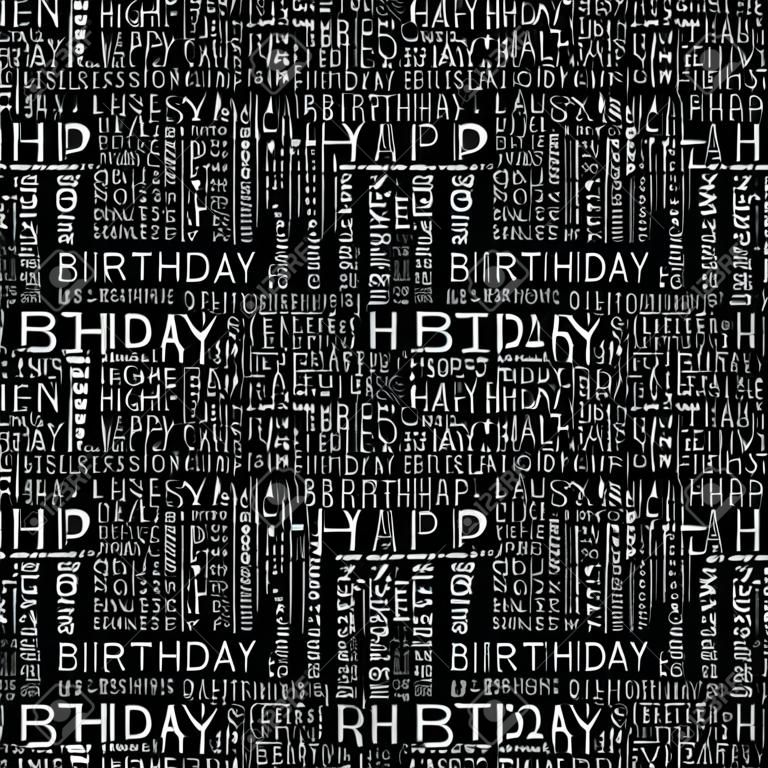BIRTHDAY. Seamless vector pattern with word cloud. Illustration with different association terms.  