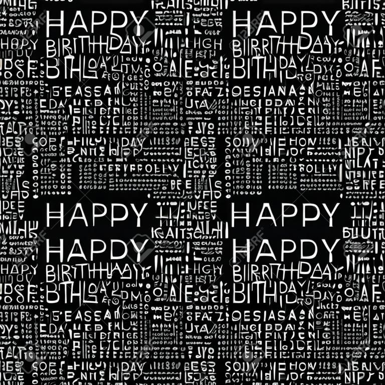 BIRTHDAY. Seamless vector pattern with word cloud. Illustration with different association terms.  