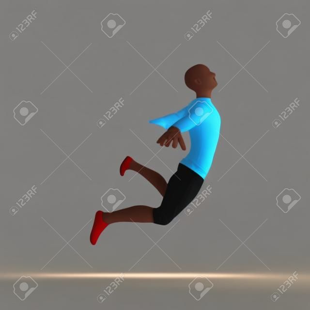 Hovering in Air. Man Floating in the Air. 3D Model of Man.