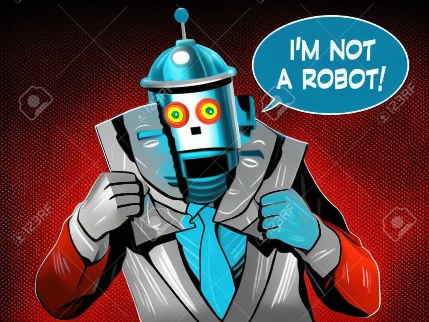 l'intelligence artificielle robot de faire semblant d'être rétro style pop art humain. Science et technologie. Robot Retro