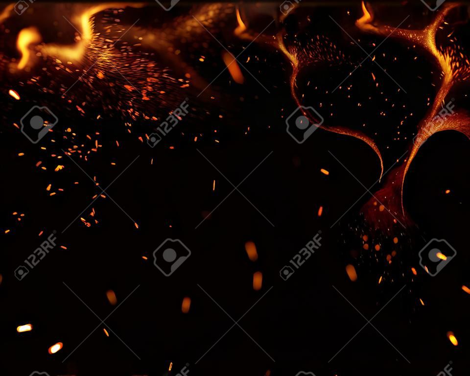 scintille di fuoco su uno sfondo nero