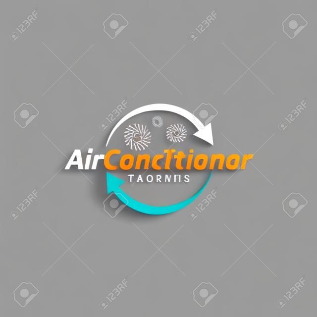 Vettore di concetto di logo di aria condizionata. Dispositivo tecnologico per la regolazione delle condizioni dell'aria. Vettore del modello di logo del dispositivo di raffreddamento