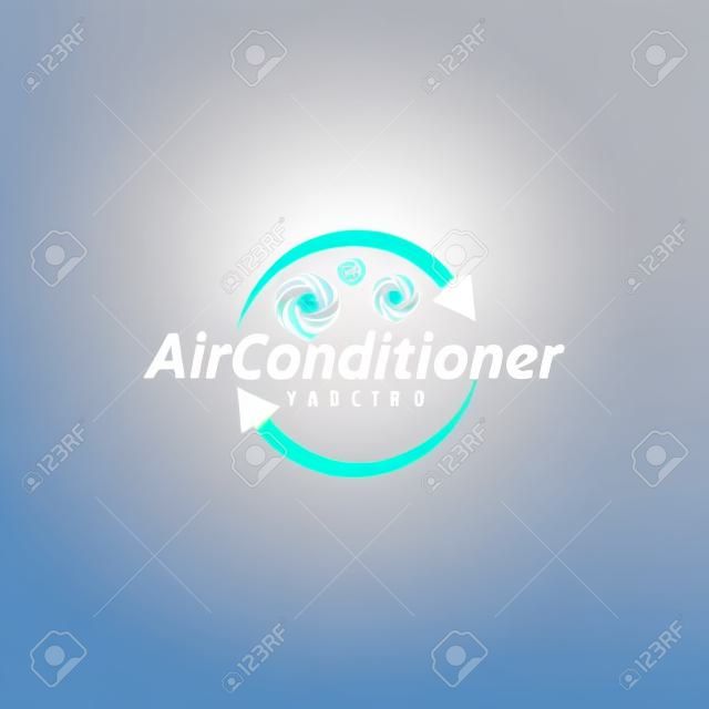 Vettore di concetto di logo di aria condizionata. Dispositivo tecnologico per la regolazione delle condizioni dell'aria. Vettore del modello di logo del dispositivo di raffreddamento