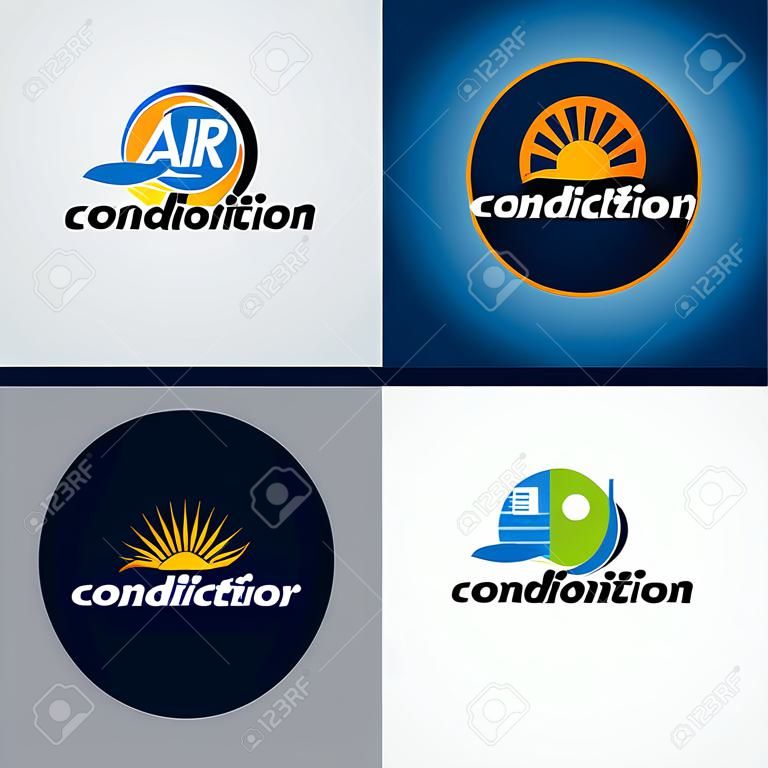 Klimaanlage Logo Konzept Vektor. Technologiegerät zum Einstellen der Klimaanlage. Logo-Vorlagenvektor für Kühlergeräte