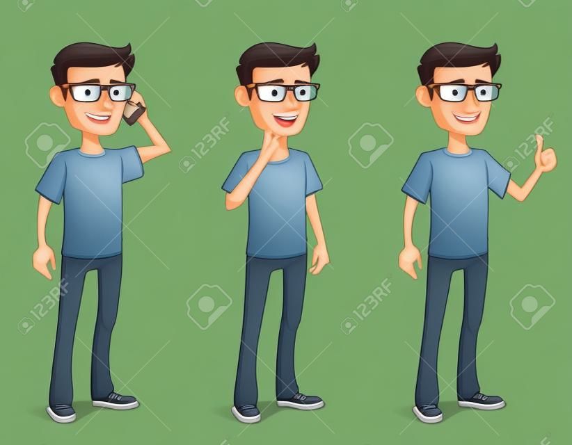funny cartoon guy in various poses