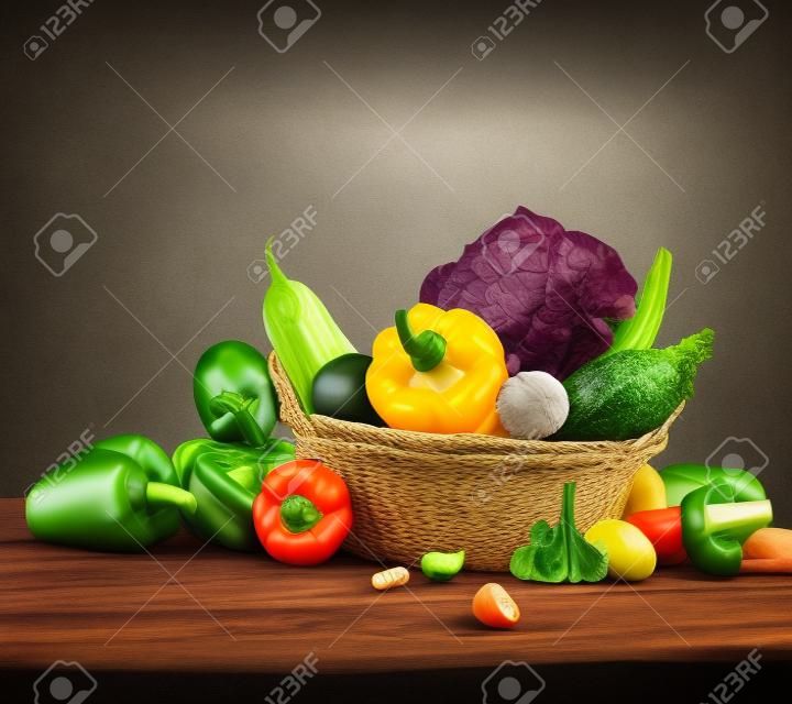 健康的な有機野菜のある静物アート デザイン