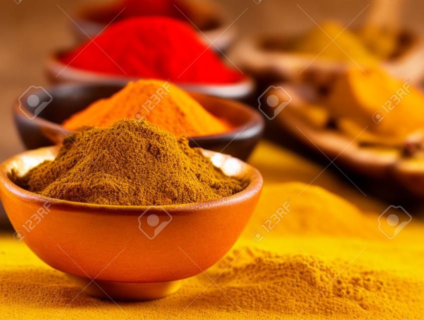Spices Curry, Saffron, Turmeric 