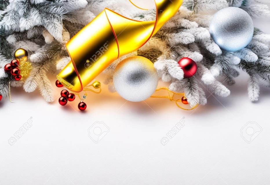 Christmas  New Year Decorations Isolated on White Background 