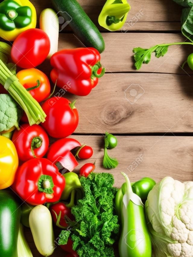 Healthy Organic Vegetables on a Wooden Background