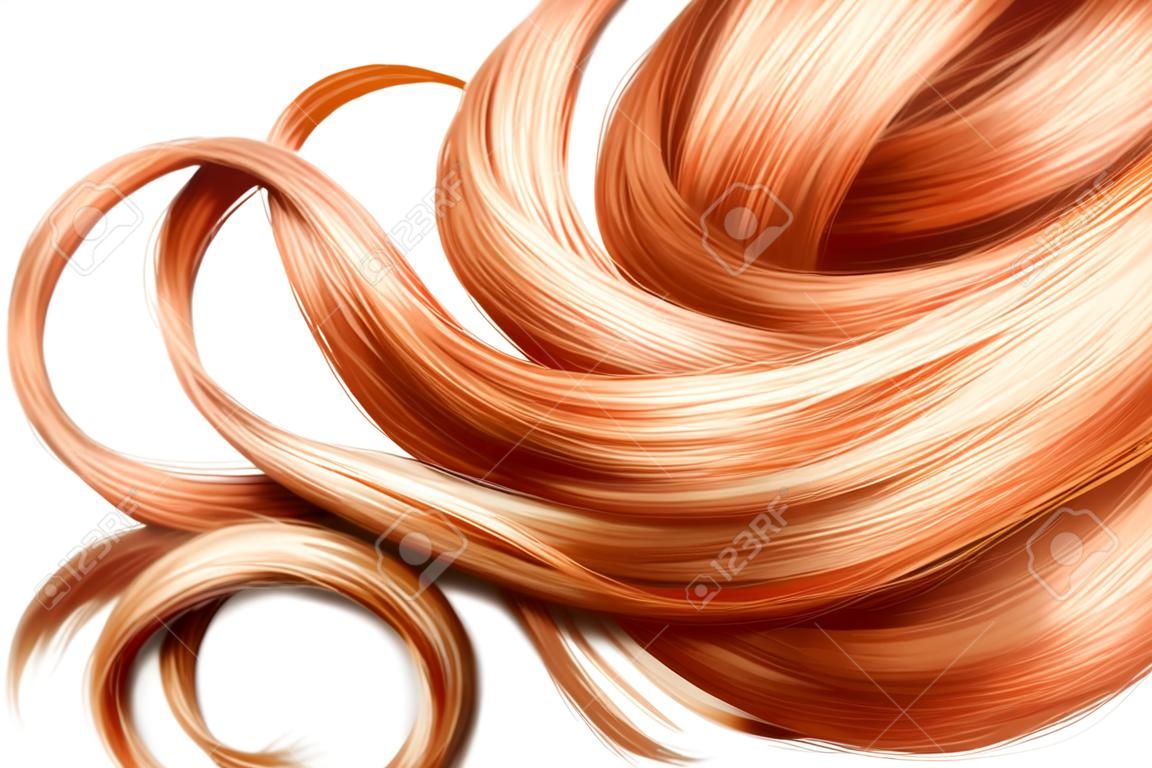 Sperren von roten Haaren Nahaufnahme isoliert über weißem Hintergrund