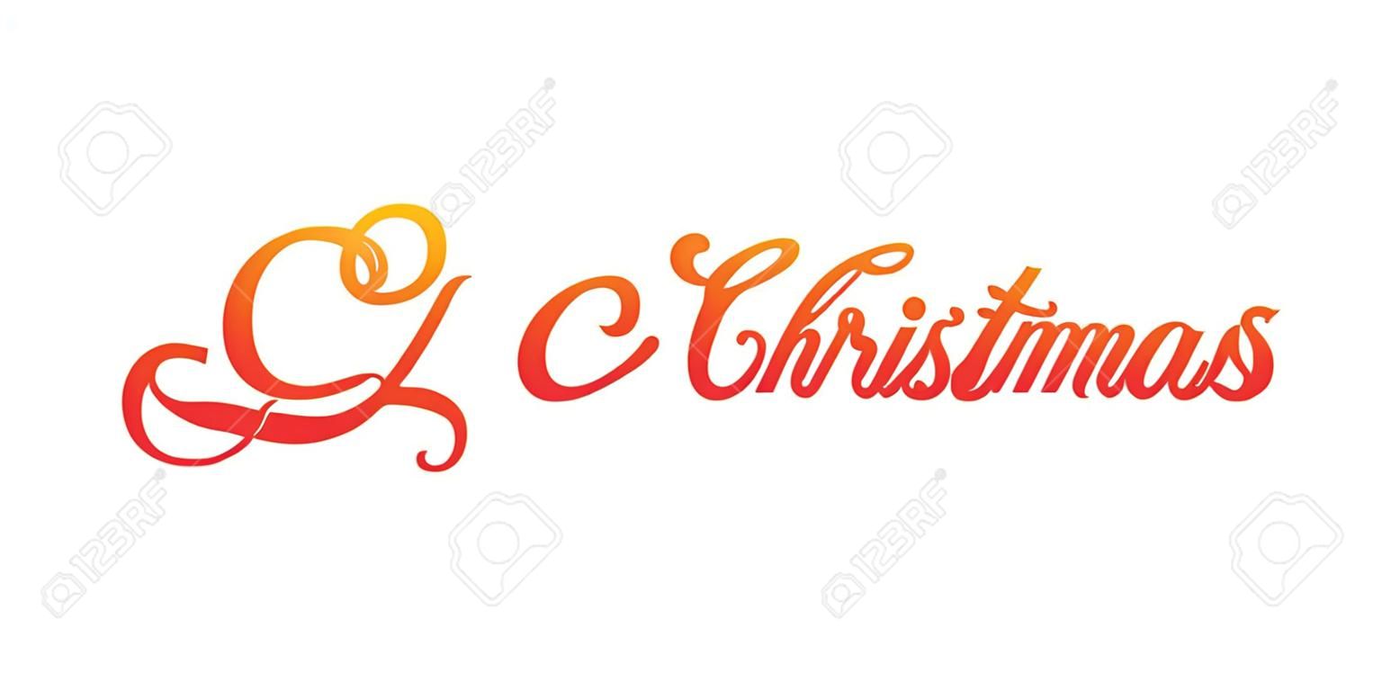 Merry Christmas lettering, vector illustration. Christmas greeting card text.