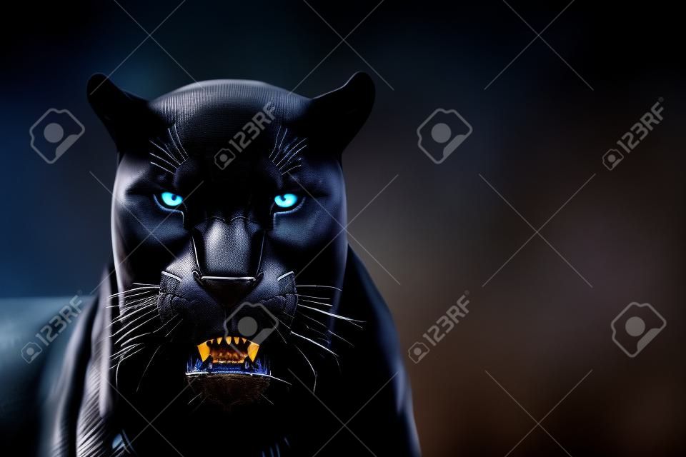 black panther shot close up with black background