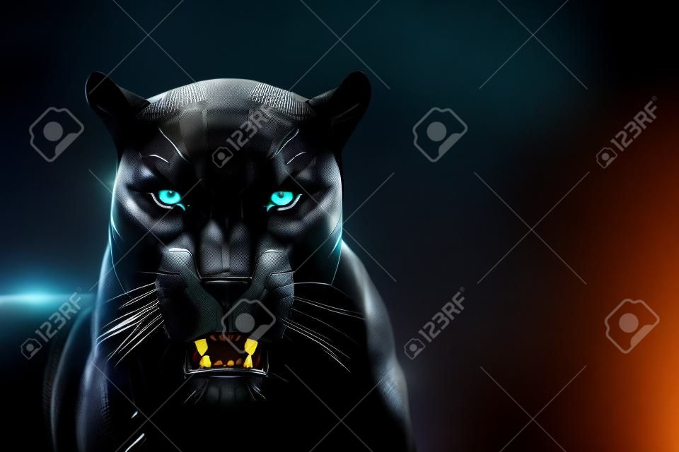 black panther shot close up with black background
