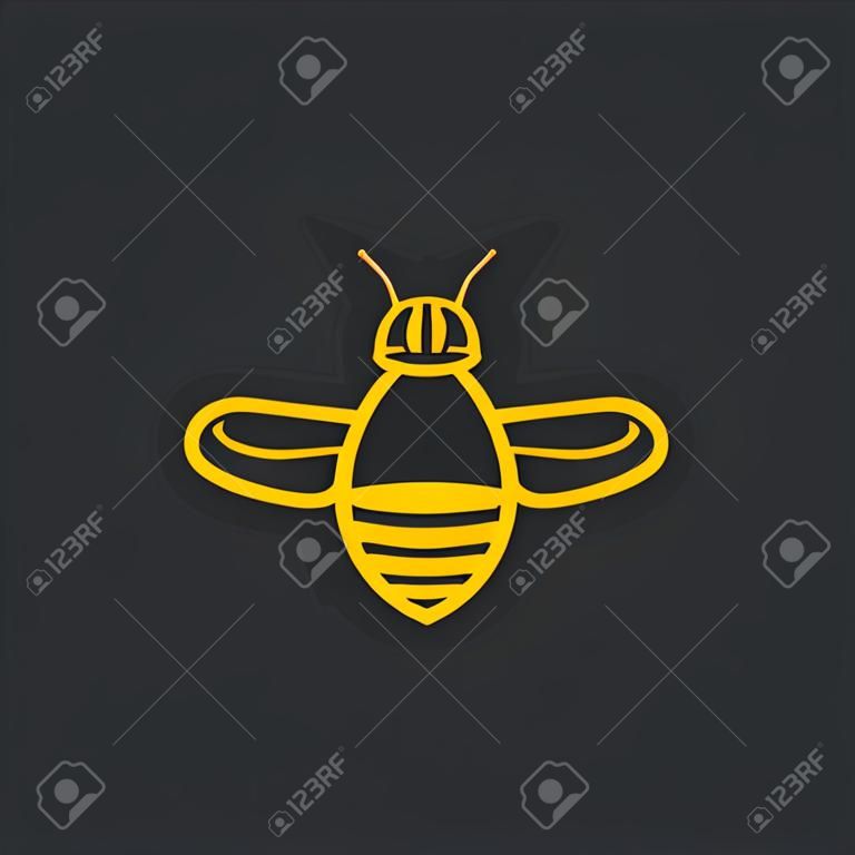 蜜蜂或黄蜂标志设计矢量插图时尚最小线图标