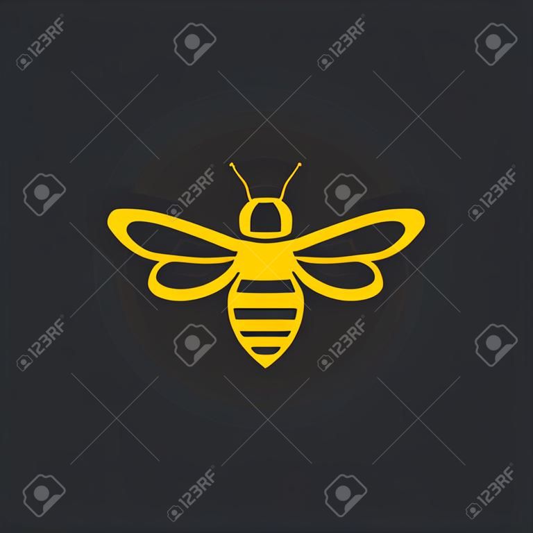ハチやハチのロゴ デザイン ベクトル イラスト。スタイリッシュな最小限の線のアイコン。