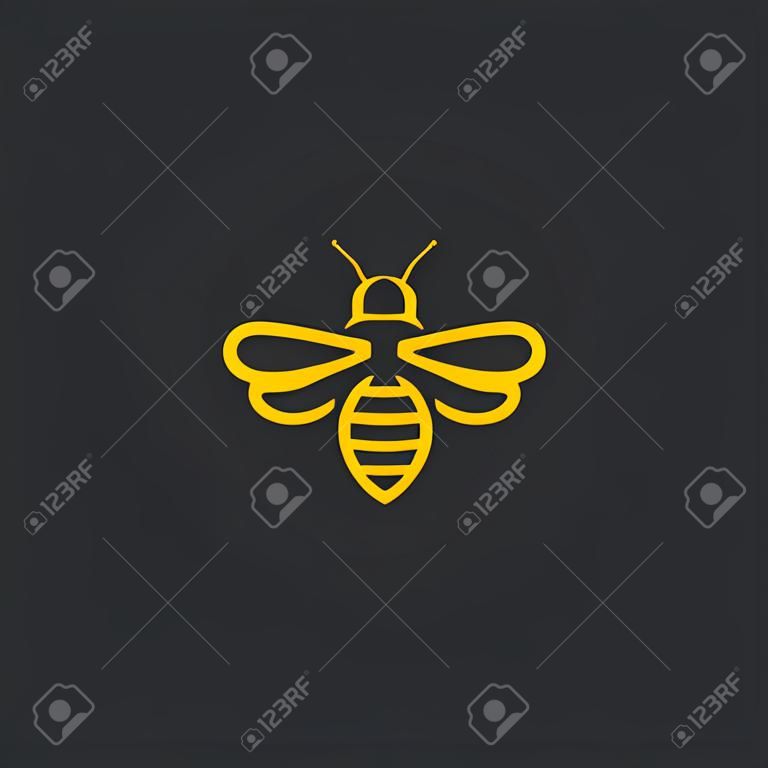 蜜蜂或黃蜂的標誌設計矢量圖。時尚最小線圖標。