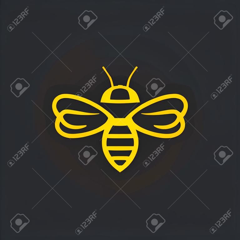 Bee or wasp logo design vector illustration. Stylish minimal line icon.