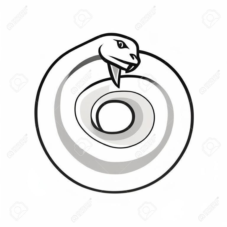銜尾蛇的象徵，蛇吃著自己的尾巴。現代方術商標，傳染媒介例證。