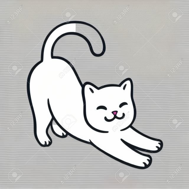 Desenho do gato branco dos desenhos animados — Ilustração de Stock