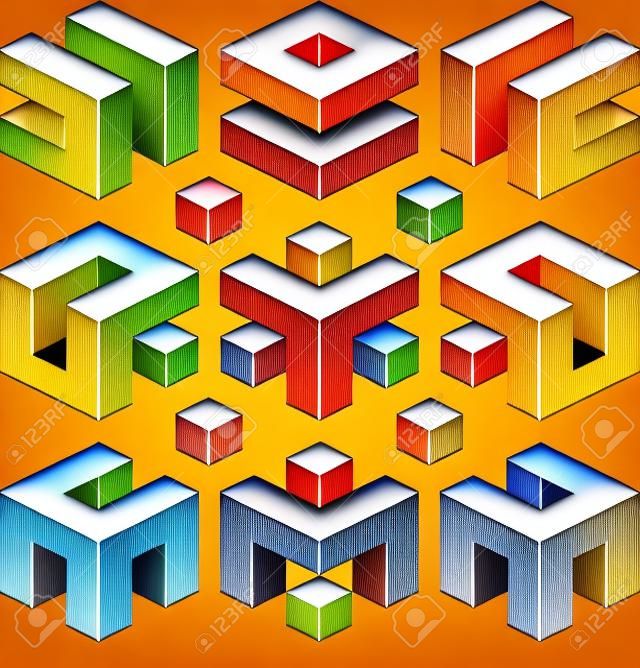 Elementos del logotipo del cubo de la División de Construcción