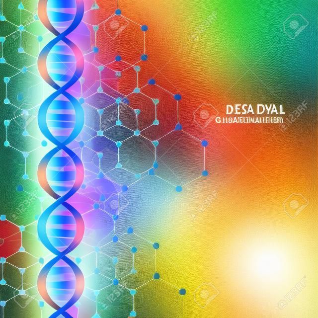Fundo abstrato com estrutura de molécula de cadeia de DNA. compostos genéticos e químicos