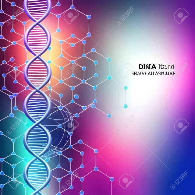 Abstracte achtergrond met DNA-streng molecule structuur. genetische en chemische verbindingen
