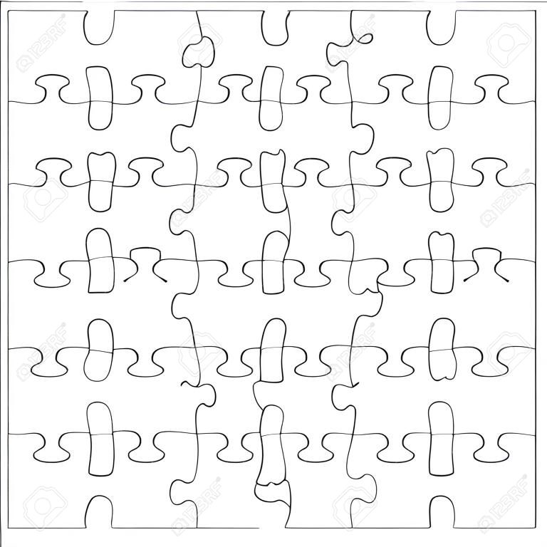 지그 소 퍼즐 빈 템플릿 또는 20 조각의 절단 가이드 라인.