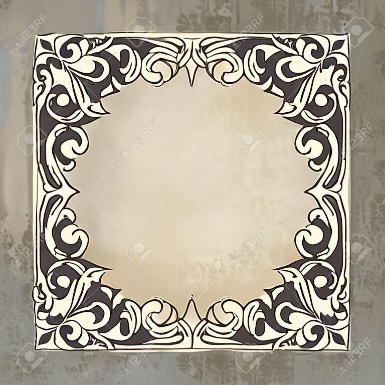vintage rand frame graveren op grunge achtergrond met retro ornament patroon in antieke barokke stijl decoratieve ontwerp uitnodiging kaart