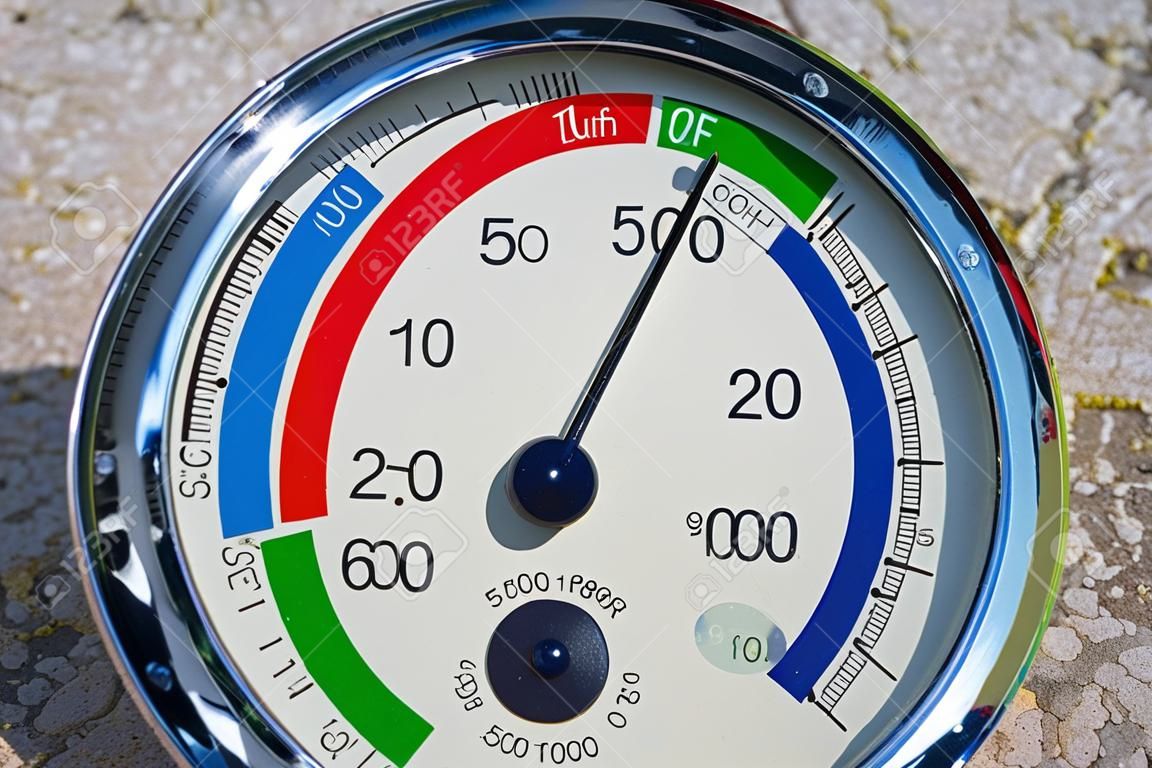 hygrometer for measuring moisture, close up, horizotal color photo