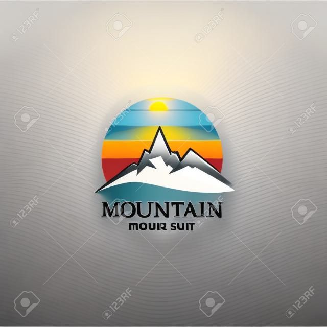 Mountain sun logo ontwerp concept template vector