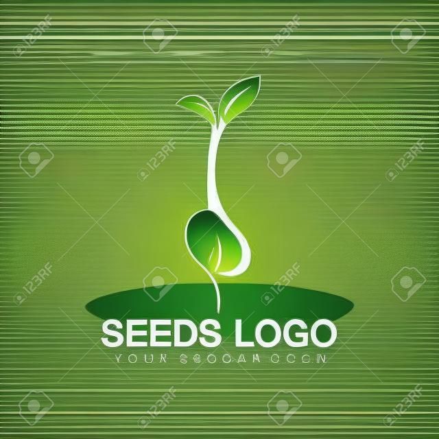 Modèle de concept de logo de graines de plantes Vector.logo de graines de plus en plus.