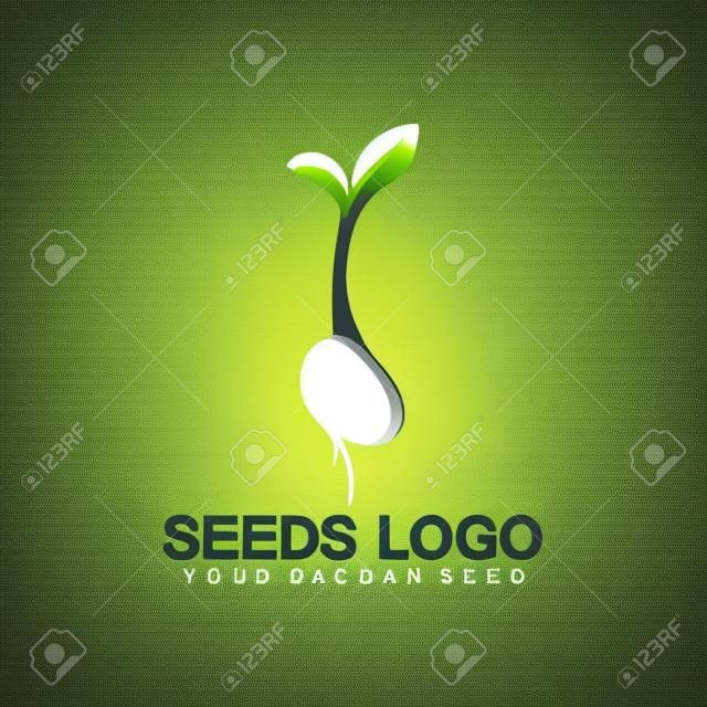 Plant Seeds Logo Concept Template Vector.growing seed logo.Seed grow Vector logo illustration design template