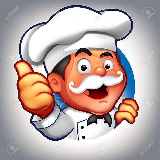 Chef-kok die duimen omhoog geeft