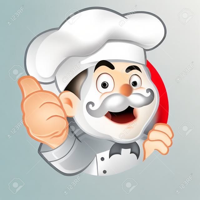 Chef-kok die duimen omhoog geeft