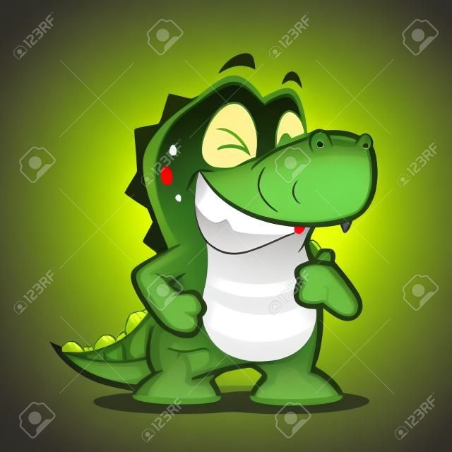 Krokodillen of alligator geven duimen omhoog en knipogen