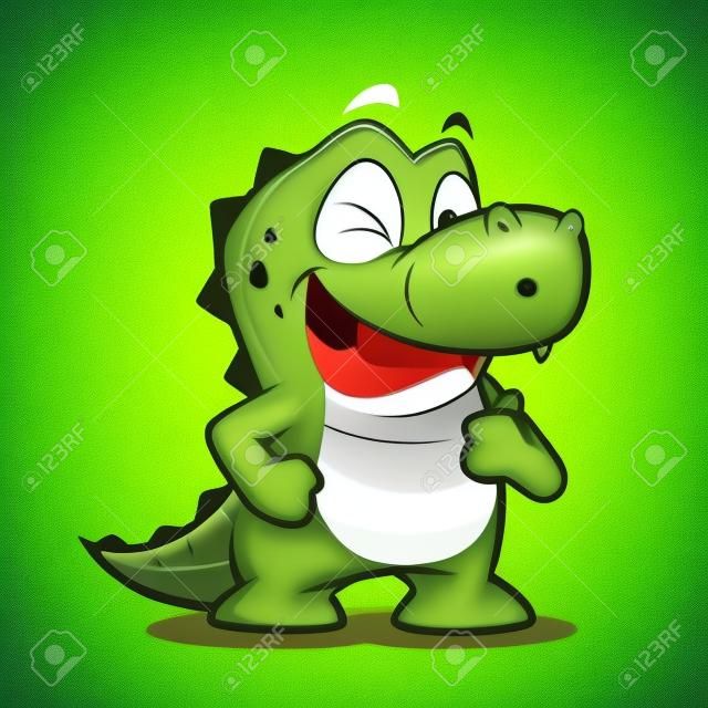 Krokodillen of alligator geven duimen omhoog en knipogen
