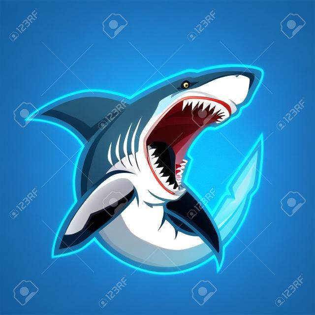 mascota de tiburón enojado