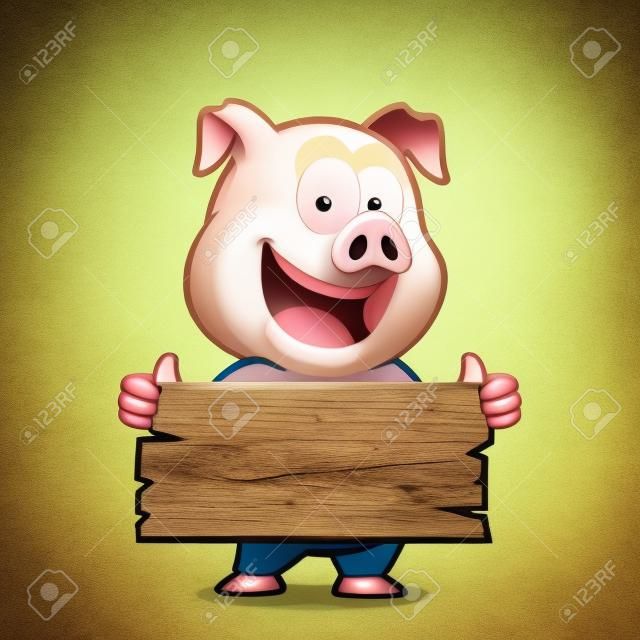 猪抱着一块木板