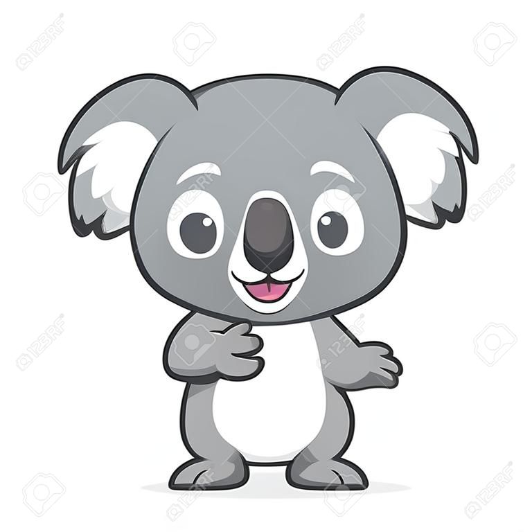 Ilustración de dibujos animados de Koala en gesto de bienvenida