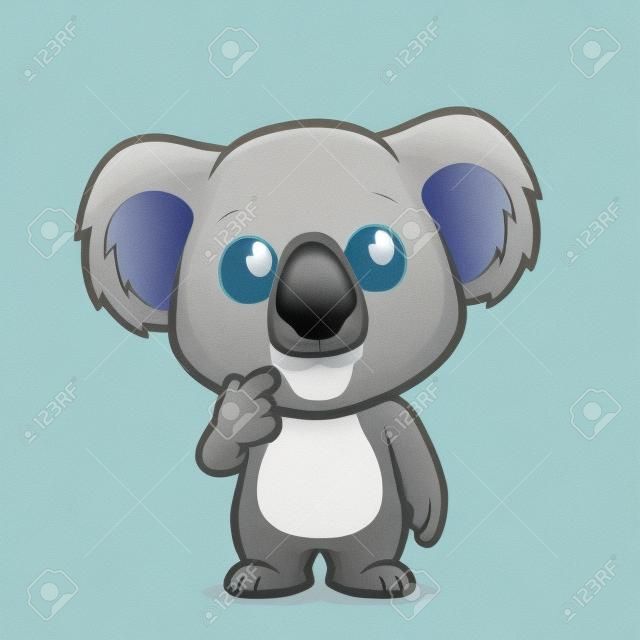 Cartoon illustration of Koala in thinking gesture