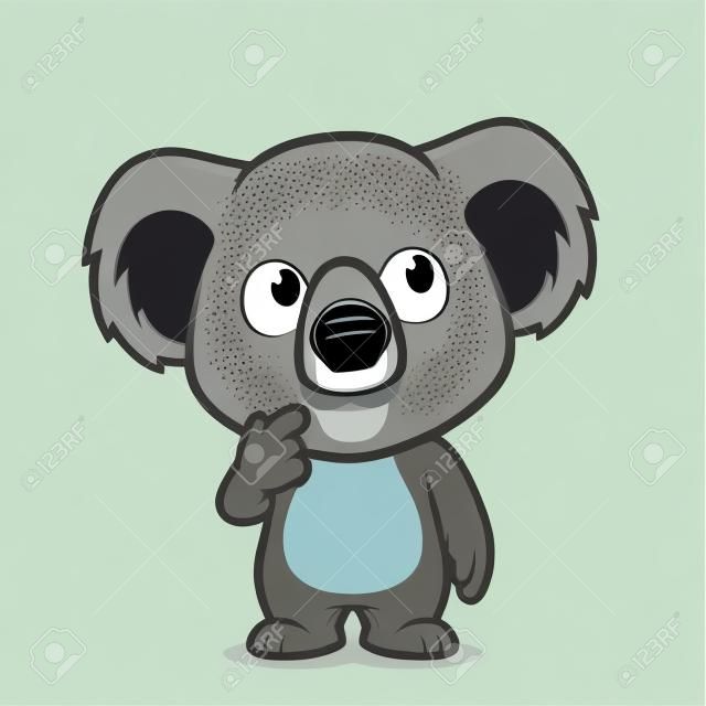 Cartoon illustration of Koala in thinking gesture