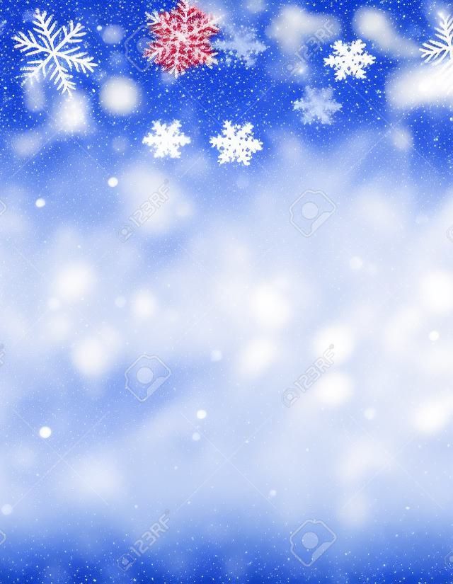 rojo de la Navidad de fondo con copos de nieve