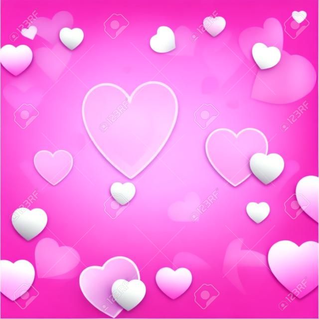 pink background with  valentine hearts ,  vector illustration