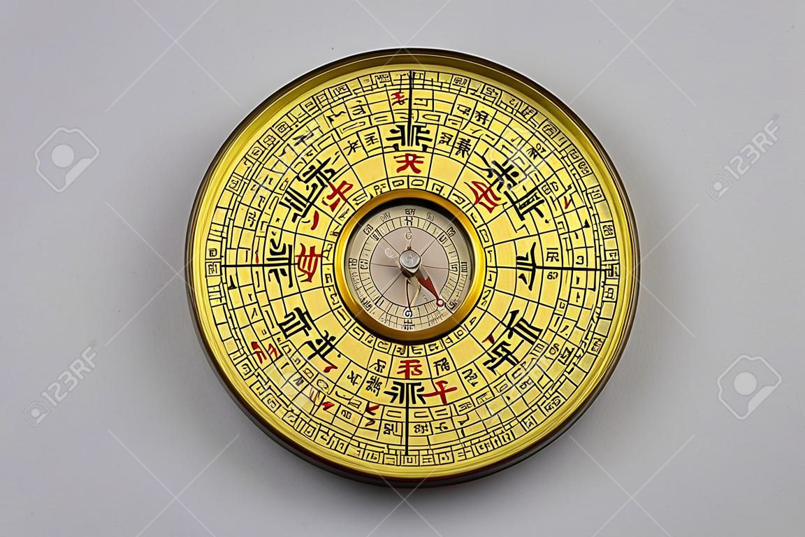 Chinesischer Luopan-Kompass, der verwendet wurde, um Feng Shui von der Umgebung zu lesen