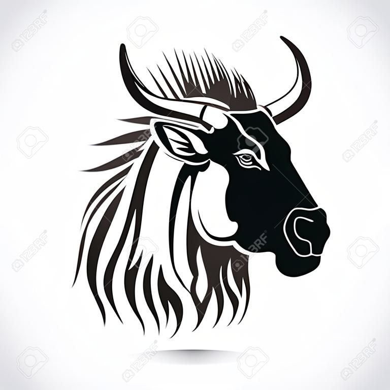 Vector image of an wildebeest head design on the white background.