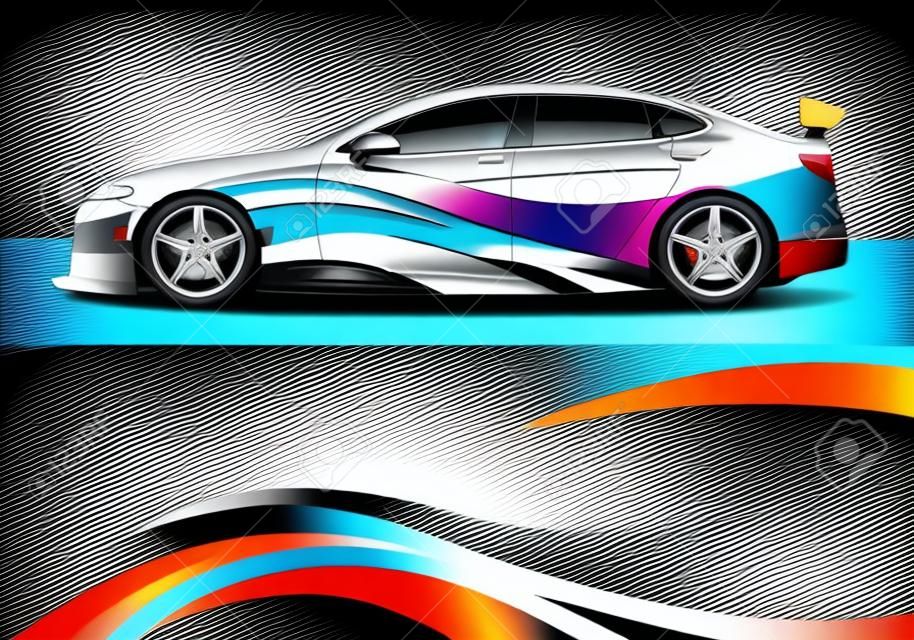 car wrap with modern abstract background vector design