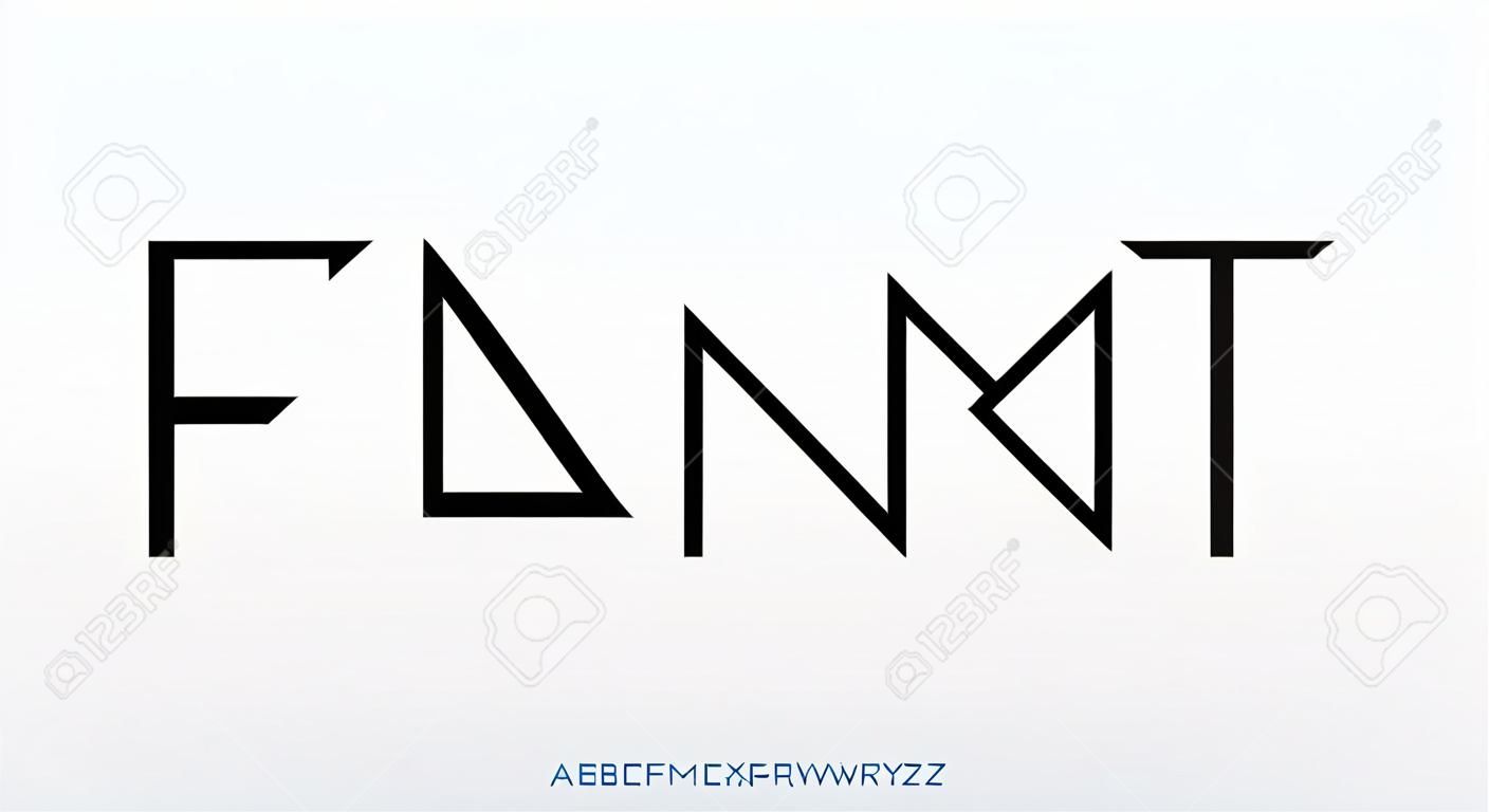 추상적이고 현대적인 미니멀리즘 기하학적 미래형 알파벳 글꼴입니다. 디지털 공간 타이포그래피 벡터 일러스트 디자인