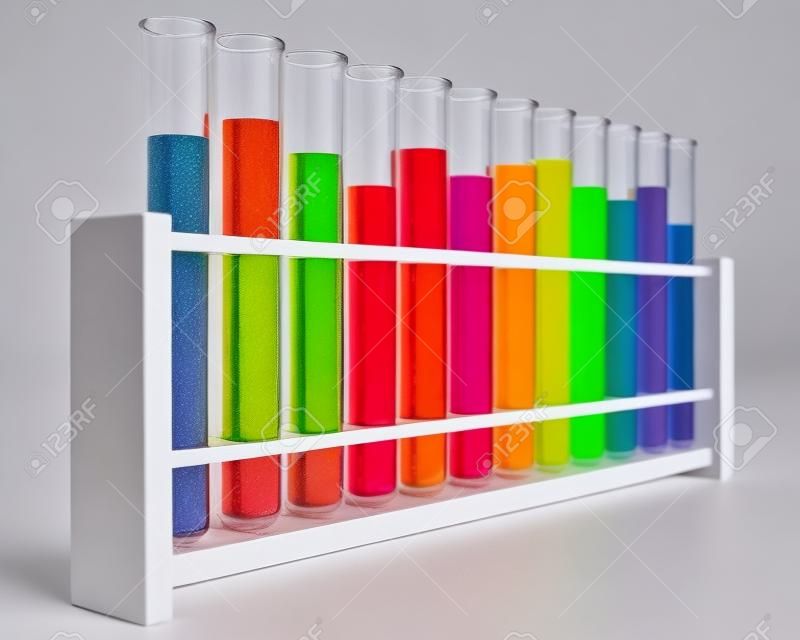 12 Test tubes - colorful - rainbow - chemical - test - studies
